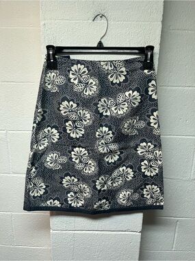 Boden Navy and Cream Floral A-Line Skirt